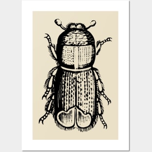 Creepy Hairy Beetle Bug Logo Design Black and White Posters and Art